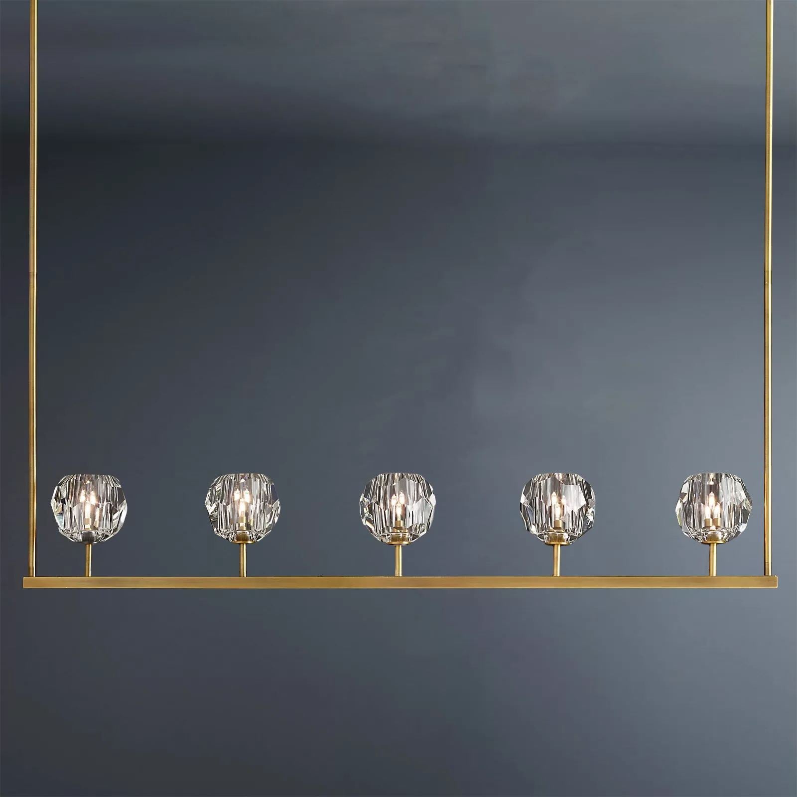 Boule De Crystal Ball Clear/Smoke Glass Linear Chandelier 48"