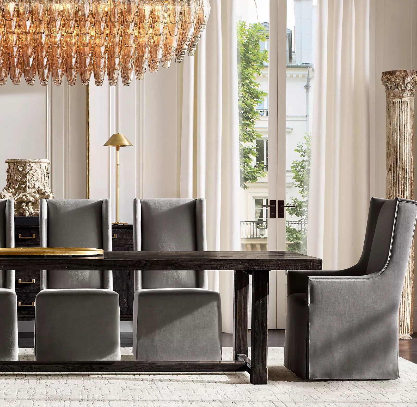 Mia Smoke Glass Tiered Rectangular Chandelier For Dinning Room-konalight