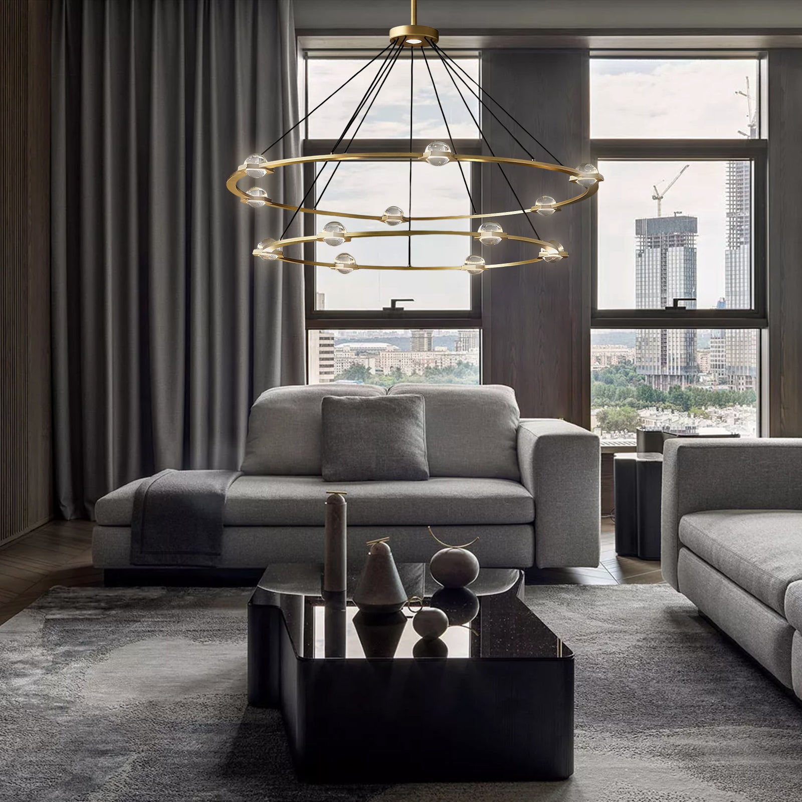 Eclatant Vintage Two-tier Round Chandelier 60"