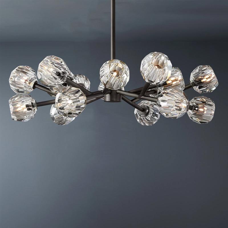 Boule De Multi-faceted Cut Clear Crystal Ball Chandelier 18-Light 36"