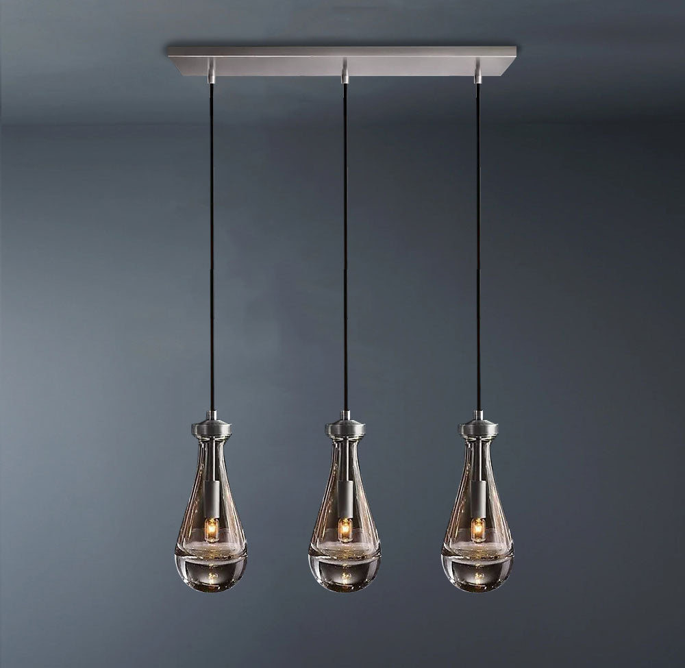 Raindrop Rectangular 3-Light Cord Chandelier