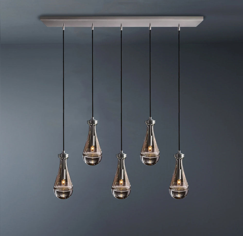 Raindrop Rectangular 5-Light Cord Chandelier