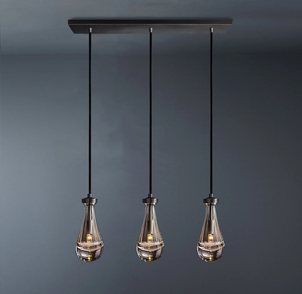 Raindrop Rectangular 3-Light Cord Chandelier