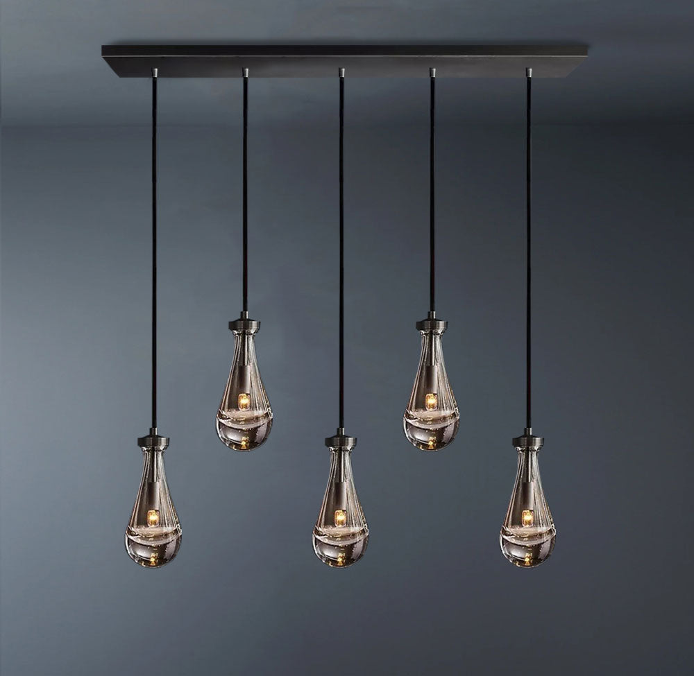 Raindrop Rectangular 5-Light Cord Chandelier