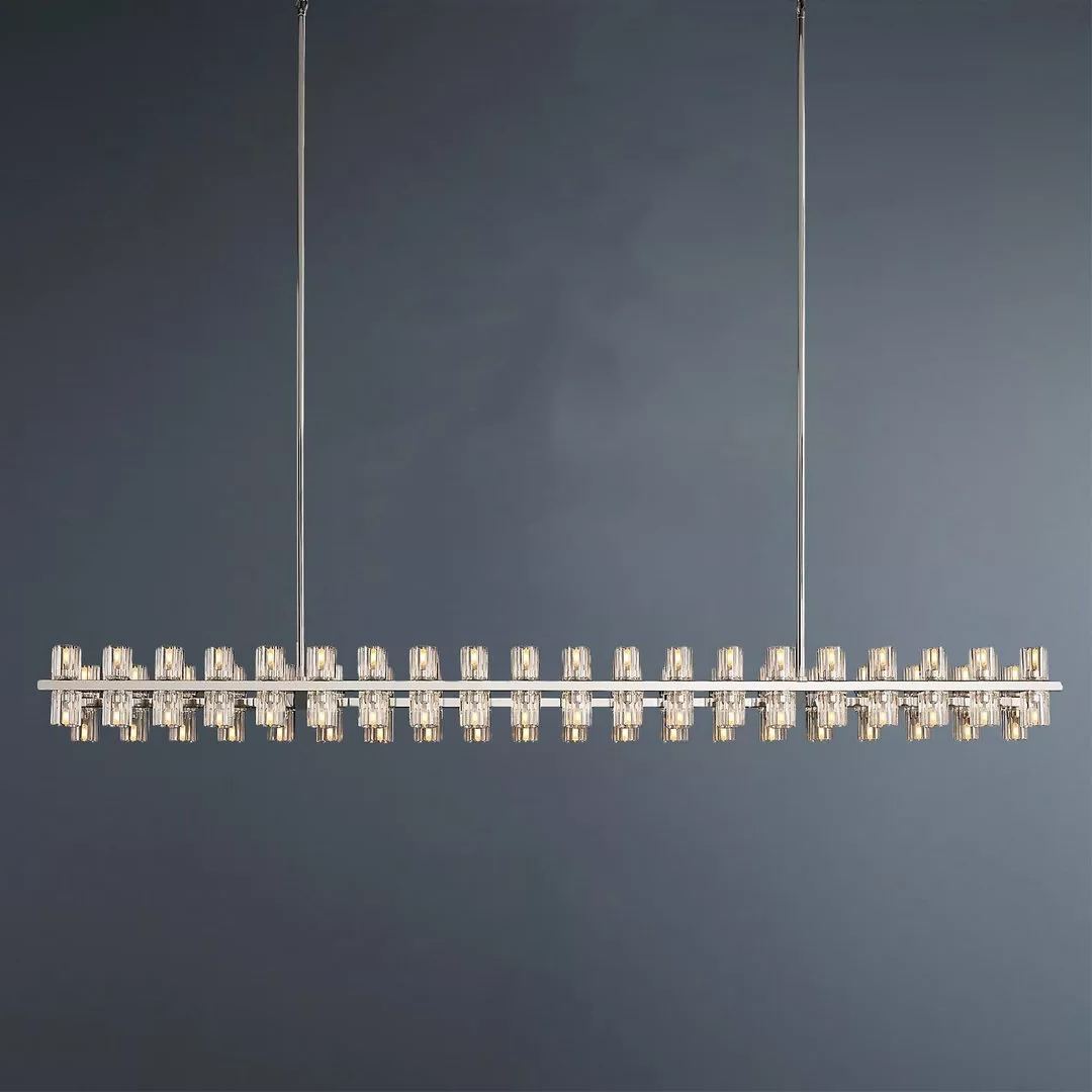 Arcachon Wine Glasses Led Rectangular Crystal Chandelier 72"-konalight