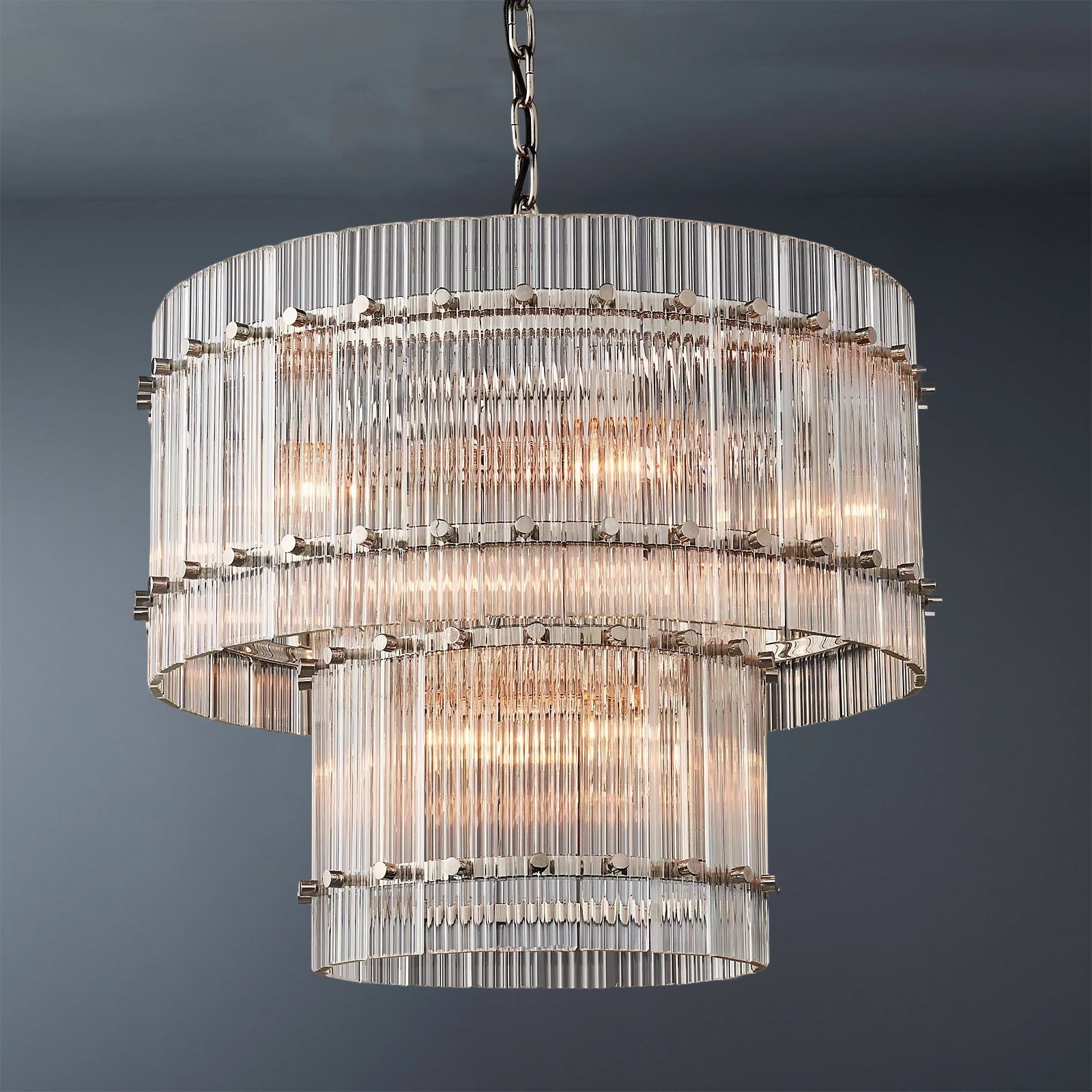 San Modern 2-Tier Round Chandelier 22" For Living Room-konalight