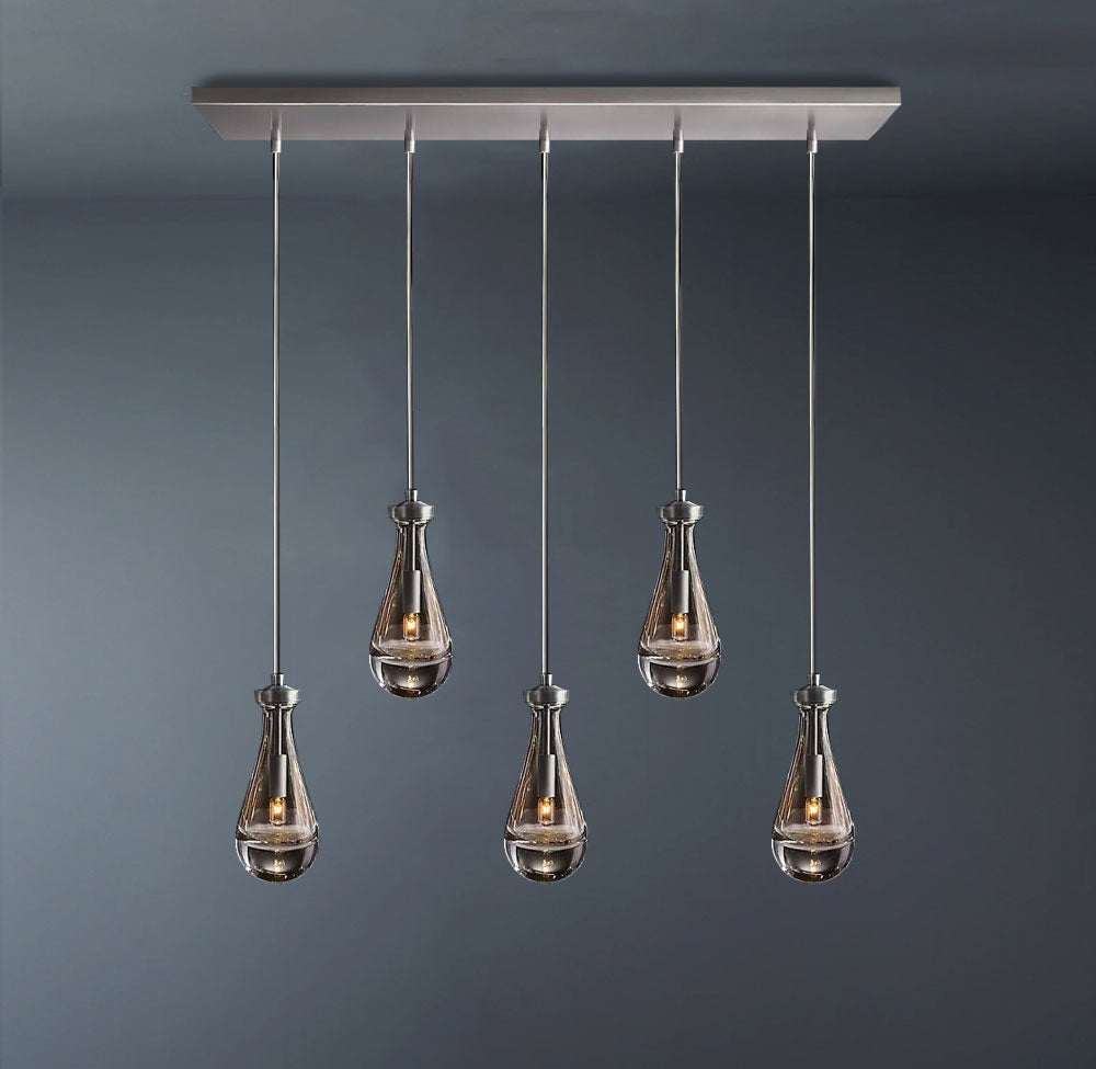 Raindrop Rectangular 5-Light Rod Chandelier -konalight
