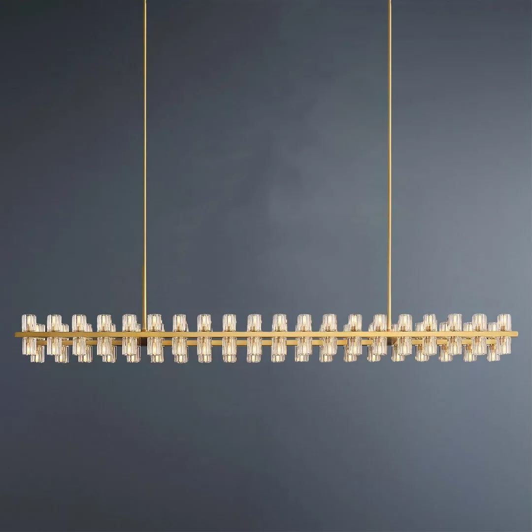 Arcachon Wine Glasses Led Rectangular Crystal Chandelier 72"-konalight