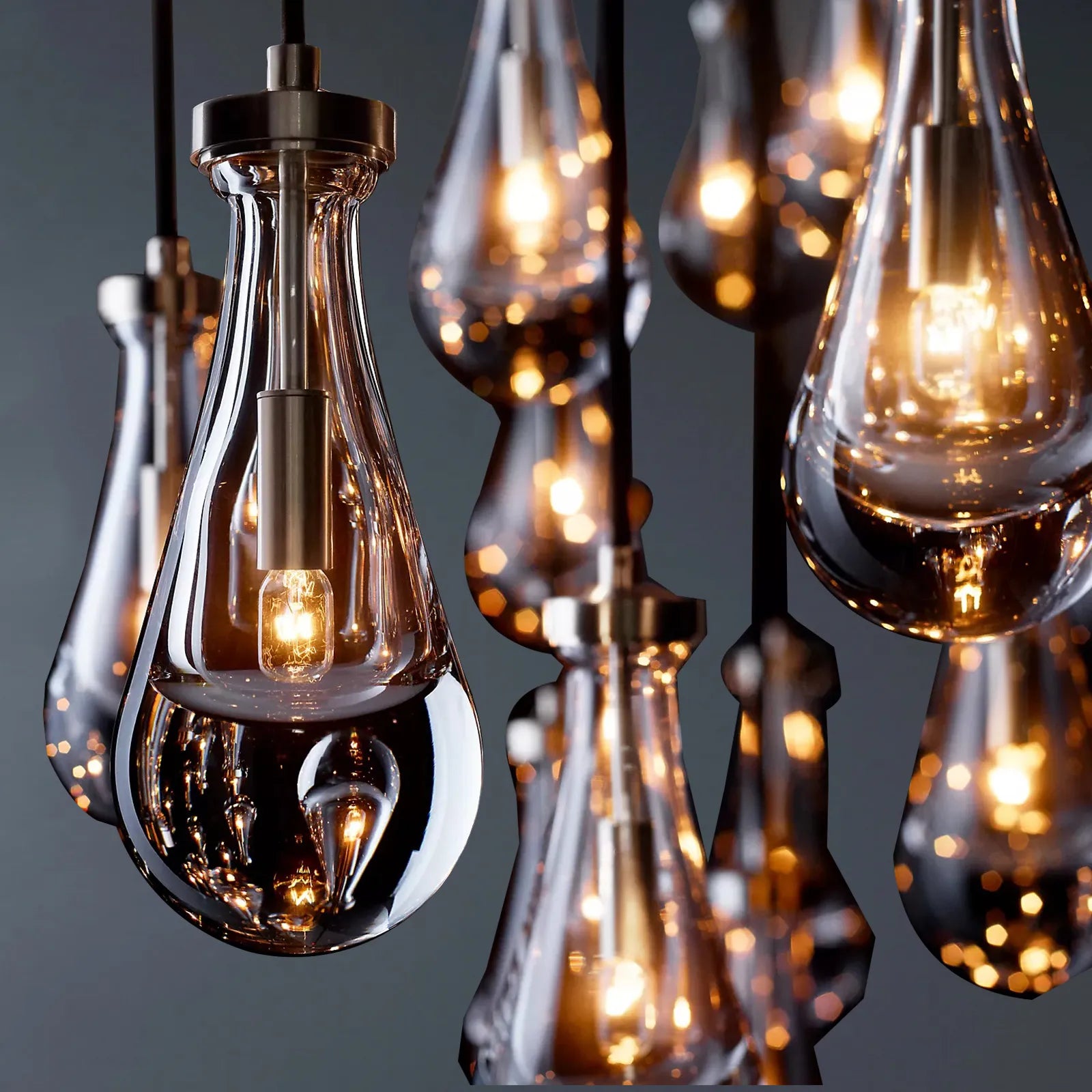 Raindrop Rectangular 5-Light Cord Chandelier