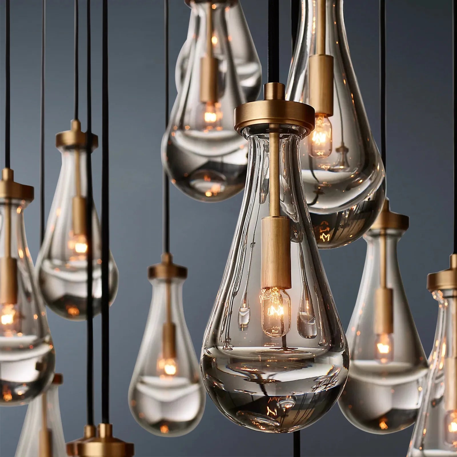 Raindrop Round 5-Lights Rod Chandelier-konalight