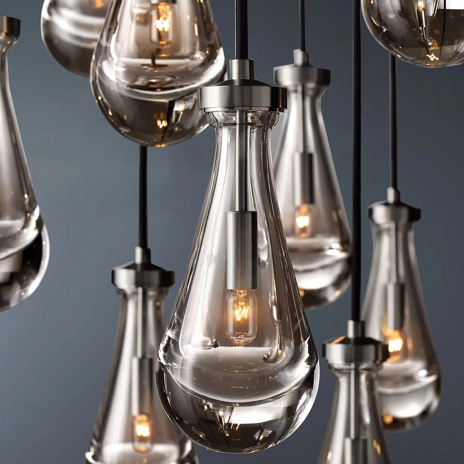 Raindrop Rectangular 5-Light Rod Chandelier -konalight