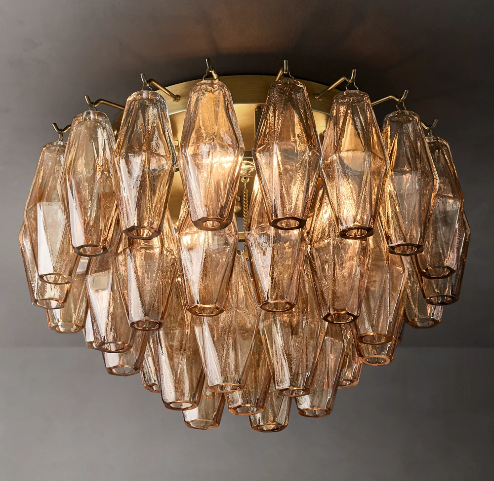Mia Smoke Glass Flushmount Chandelier For Dinning Room-konalight