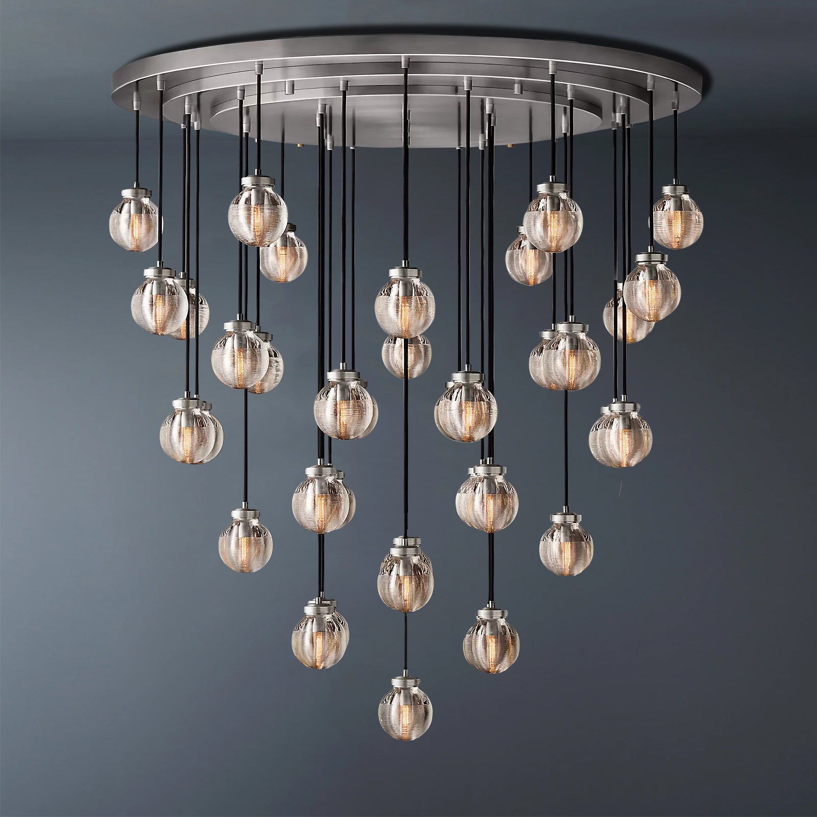 Pearl Round Chandelier Vintage Light Fixture 48"-konalight