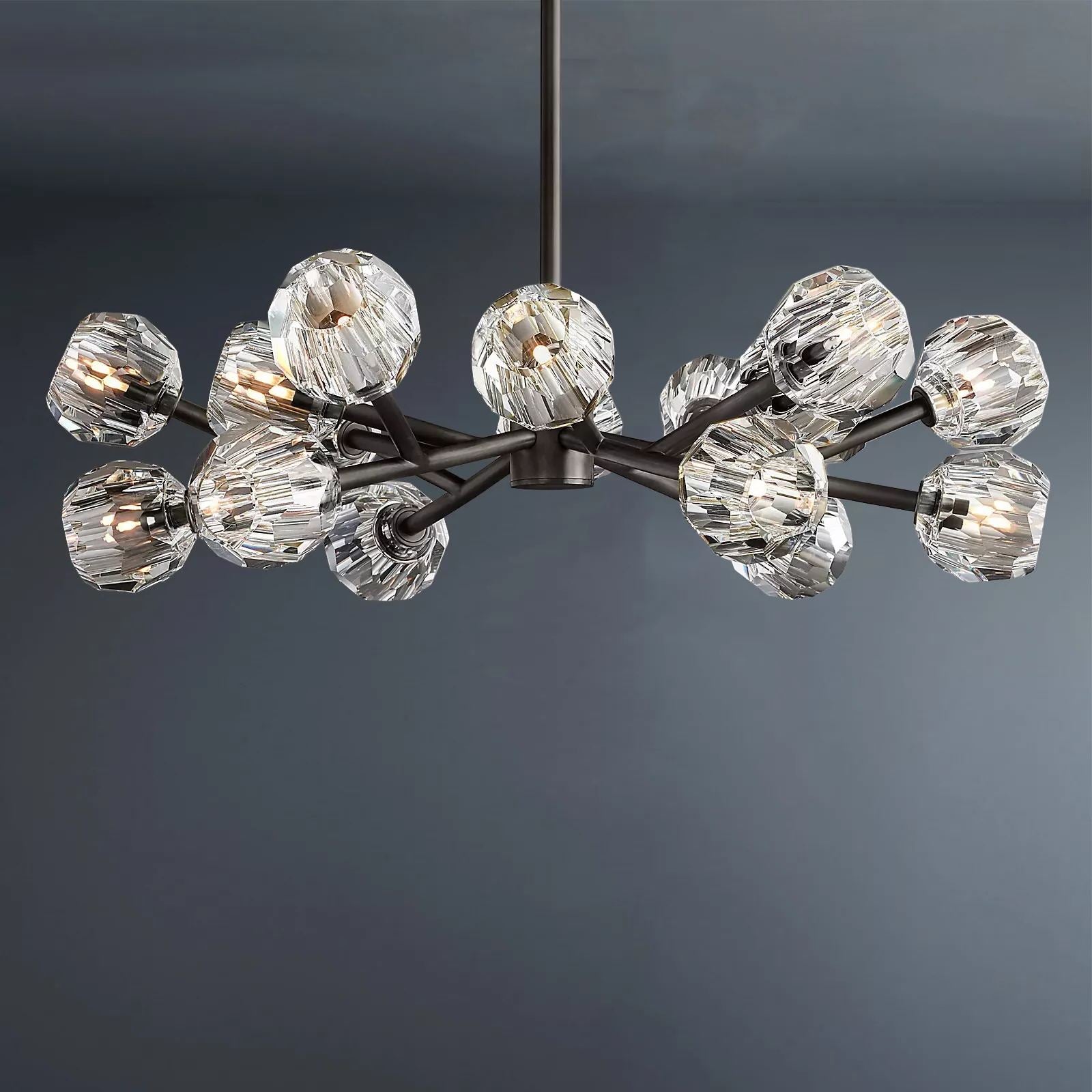 Boule De Crystal Ball Clear Glass Round Chandelier 36"-konalight