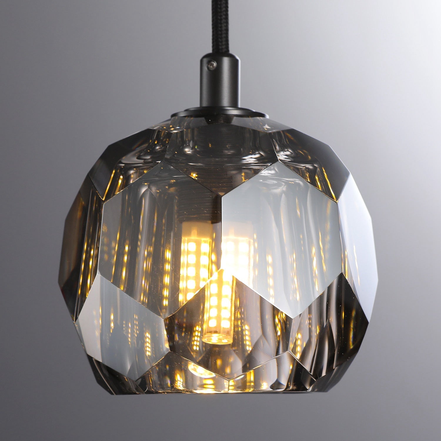 Boule De Clear/Smoke Glass Cord Pendant Light-konalight