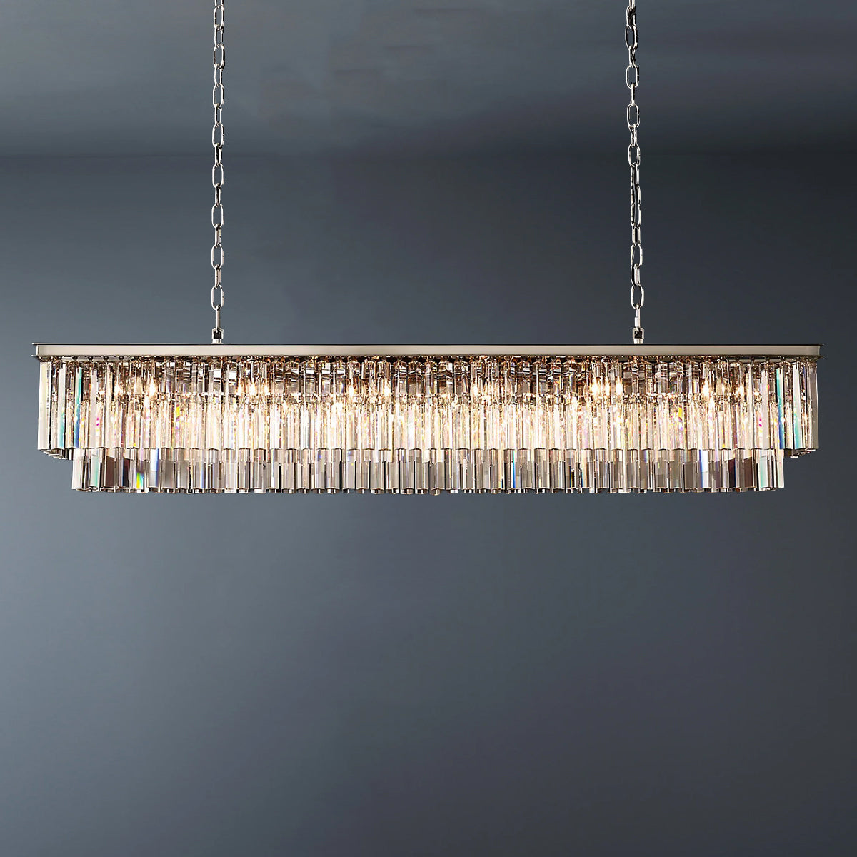 2-Tier Crystal 1920s Odeon Rectangular Chandelier L71"-konalight