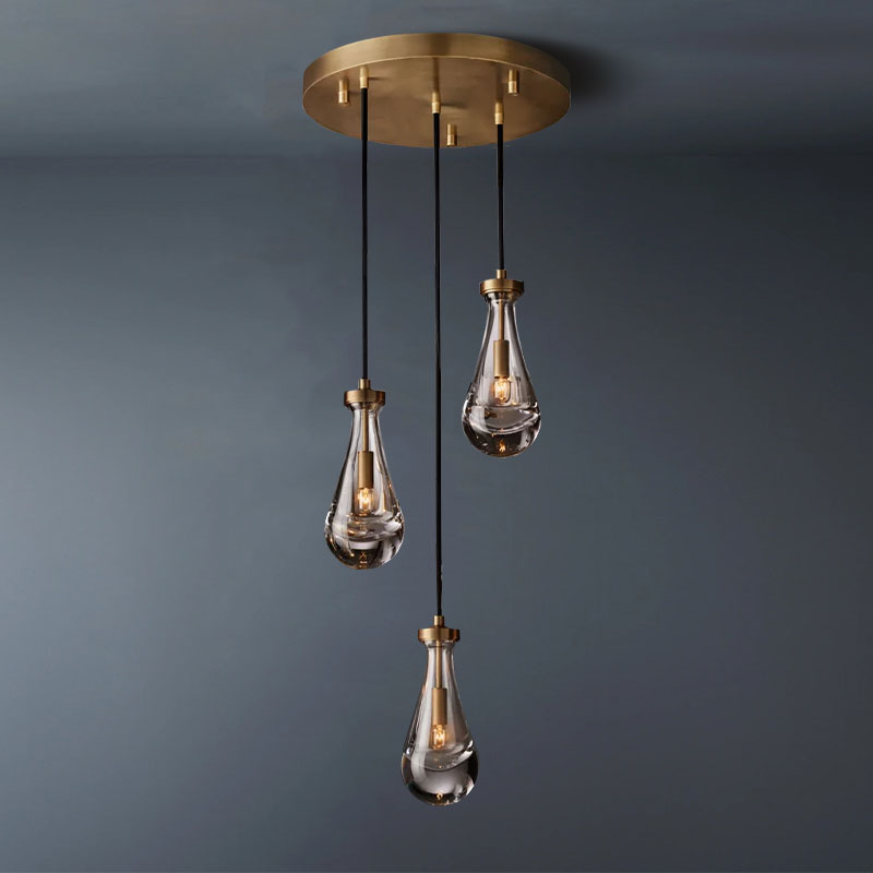 Raindrop Round 3-Lights Cord Chandelier