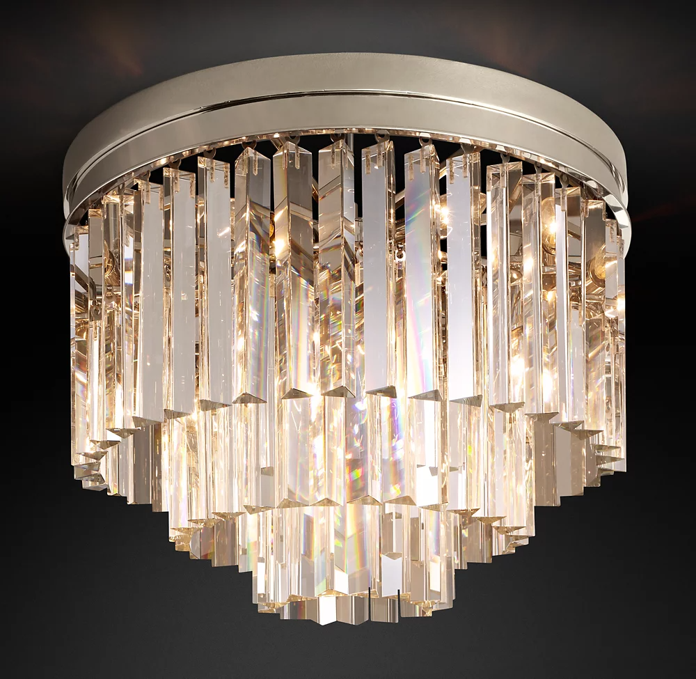 Multi-tier Crystal 1920s Odeon Round Flushmount D20"-konalight