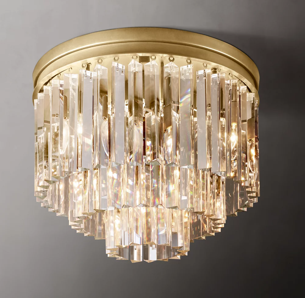 Multi-tier Crystal 1920s Odeon Round Flushmount D20"-konalight