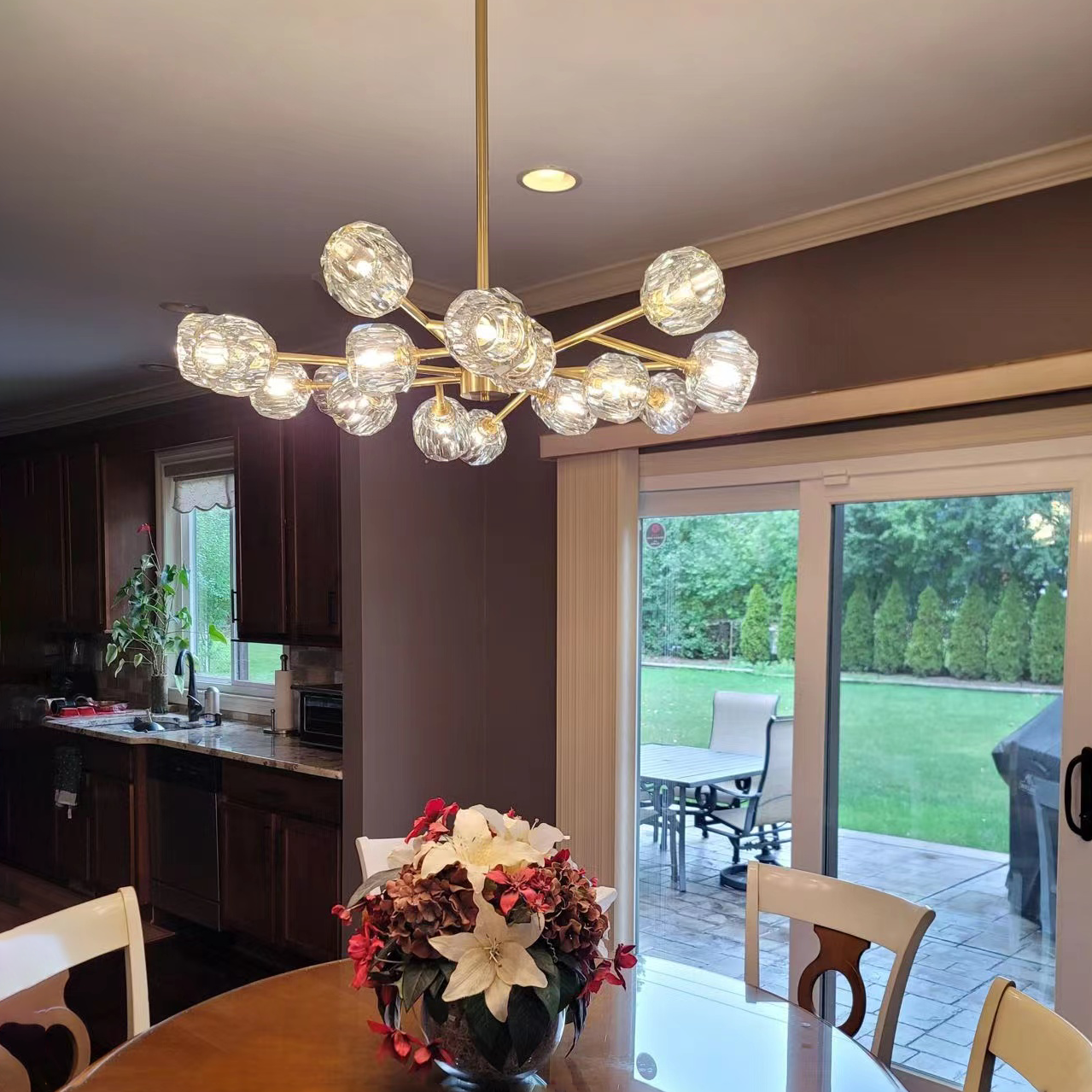 Boule De Crystal Ball Clear Glass Round Chandelier 24"-konalight