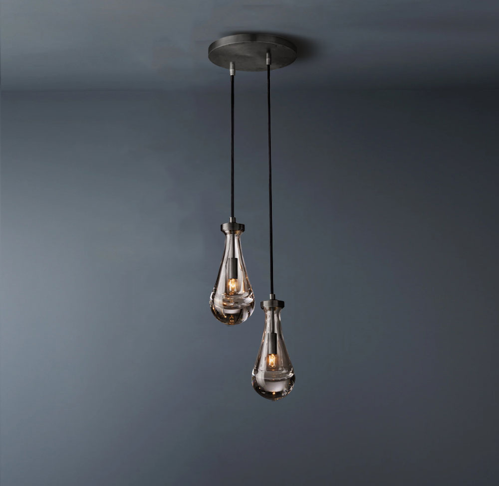 Raindrop Round 2-Lights Cord Chandelier