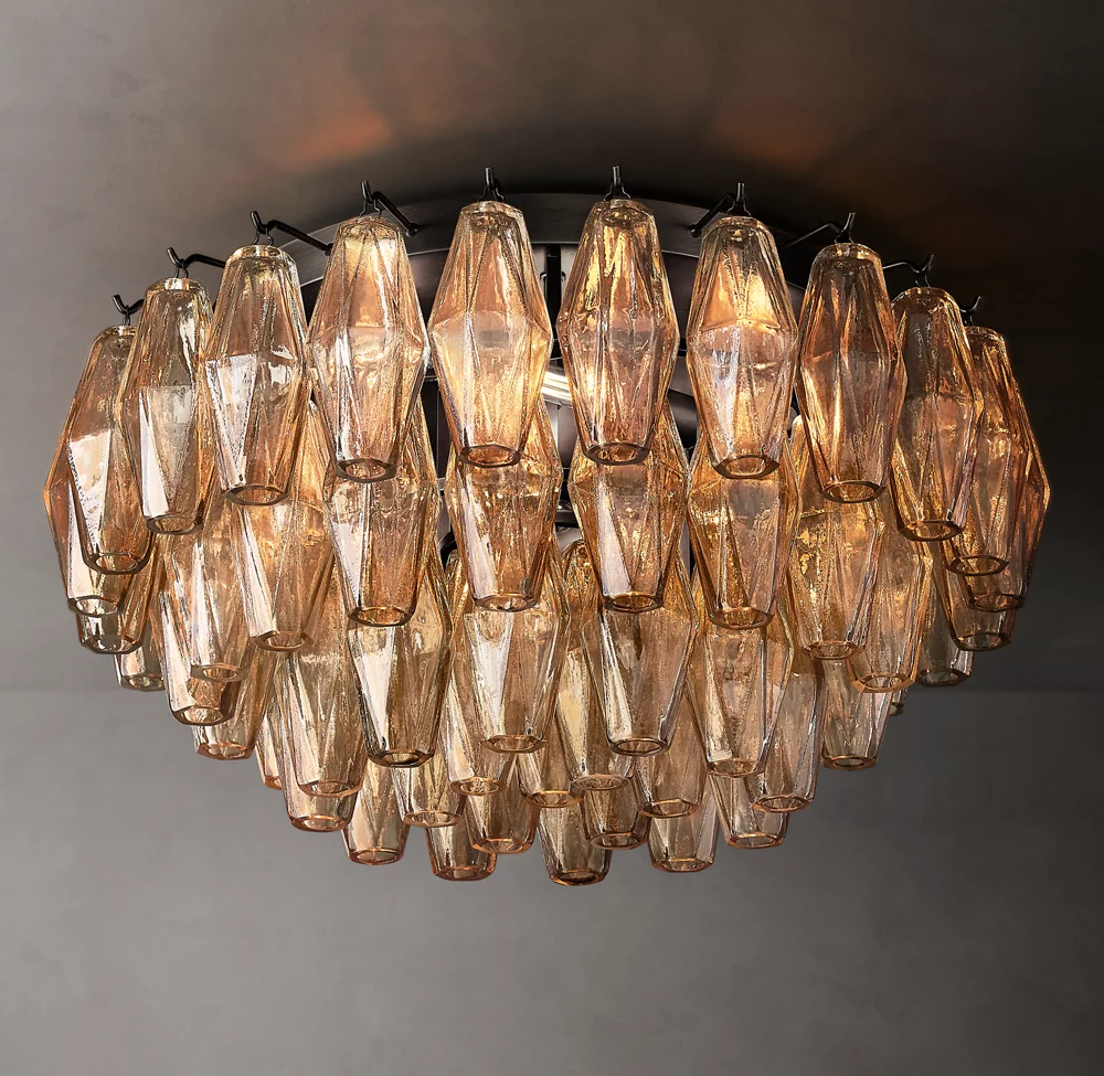 Mia Smoke Glass Flushmount Chandelier For Dinning Room-konalight