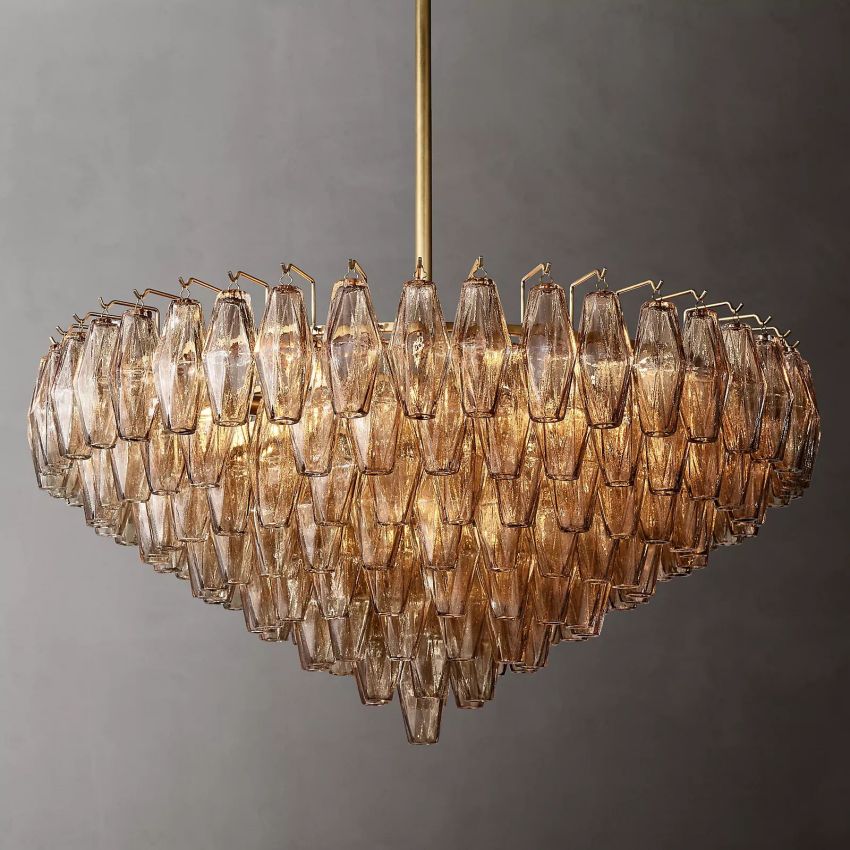 Mia Smoke Glass Tiered Round Chandelier For Dinning Room-konalight