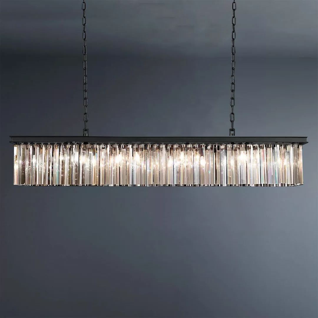 Rectangular Crystal 1920s Rhys Rectangular Chandelier L59"-konalight