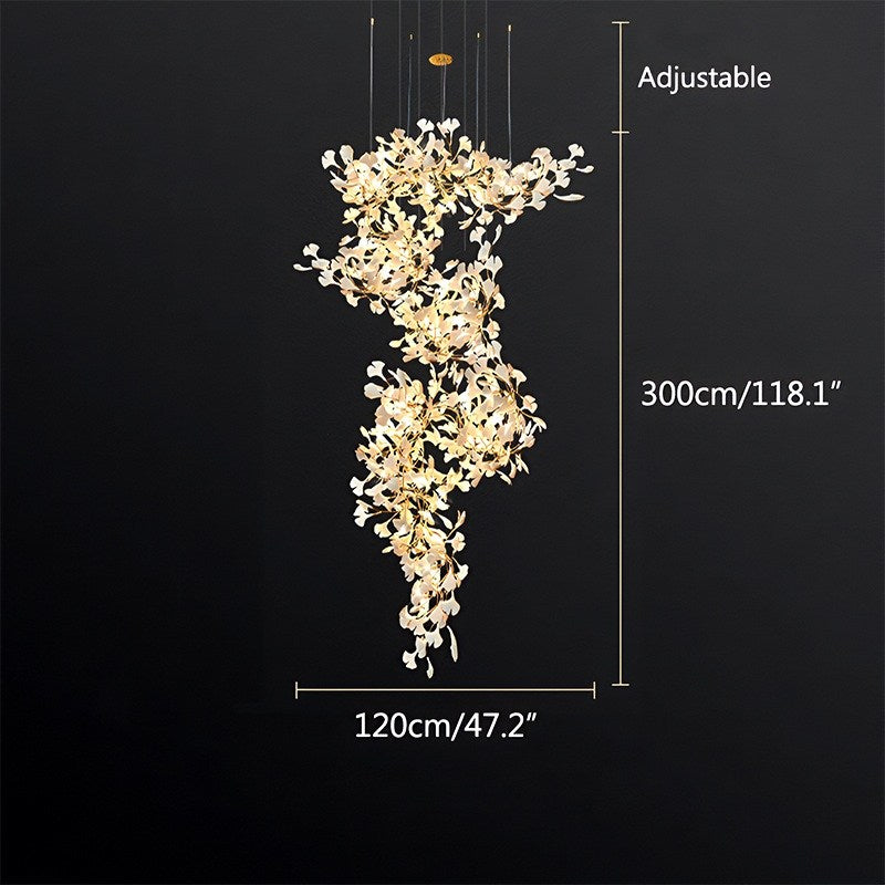 Eloer Large Ginkgo Leaf Chandelier for Living Room