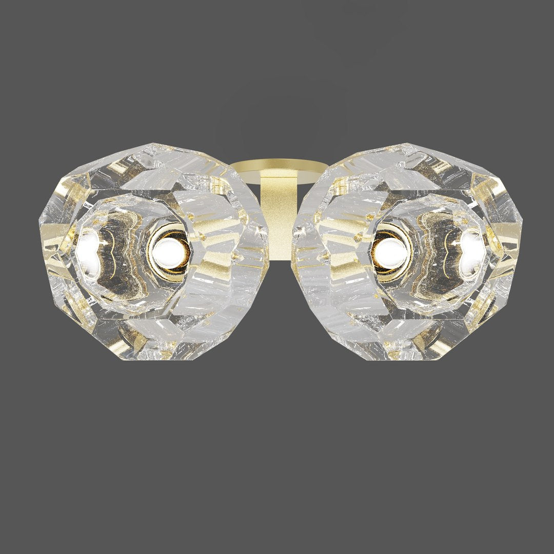 Boule De Crystal Ball Clear/Smoke Glass Grand Double Head Wall Sconce-konalight