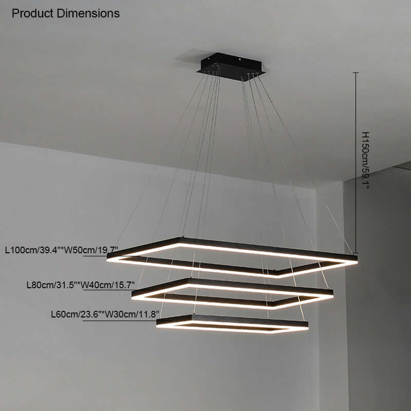 Eloer Modern Black Tiered Rectangular Chandelier