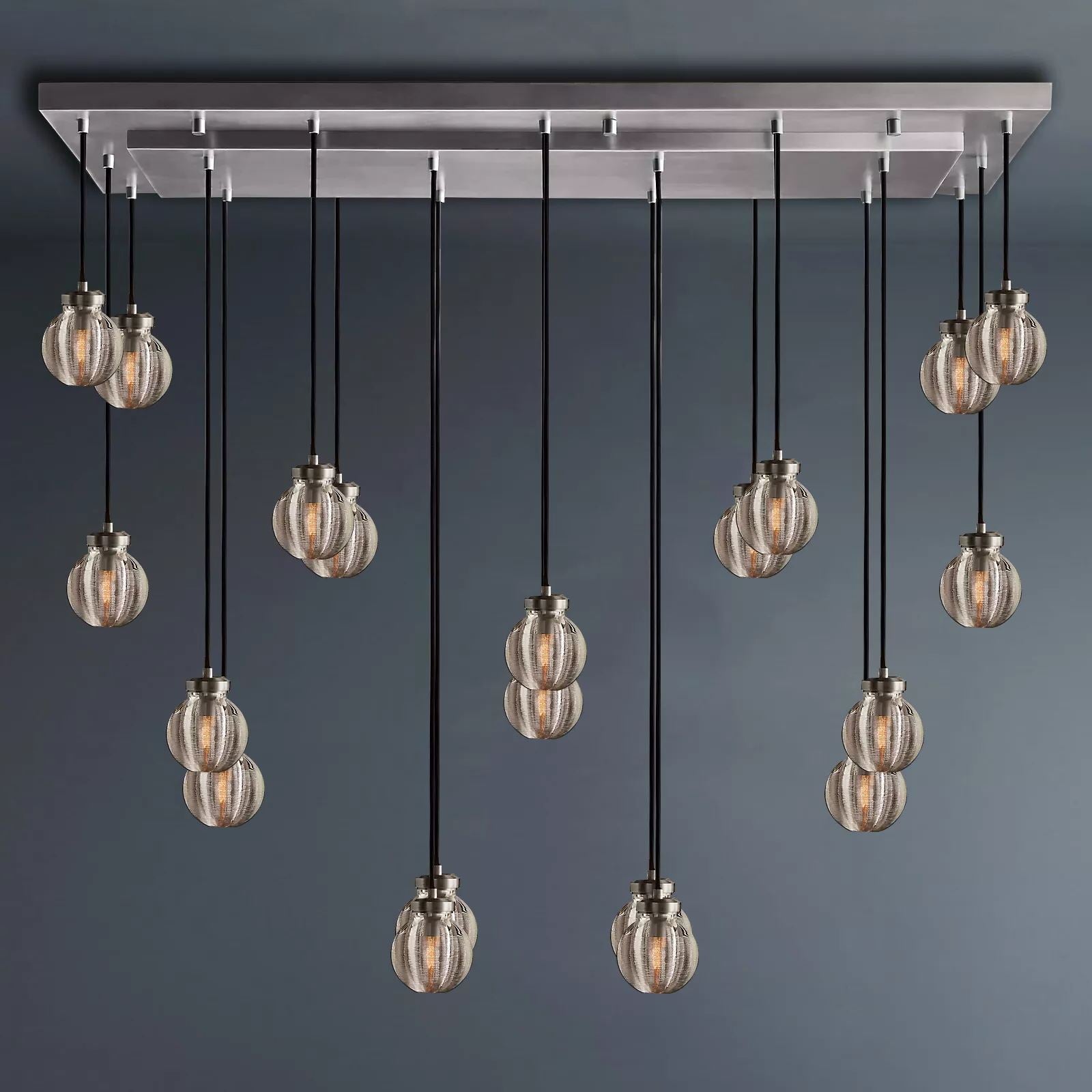 Pearl Round Chandelier Vintage Light Fixture 60"