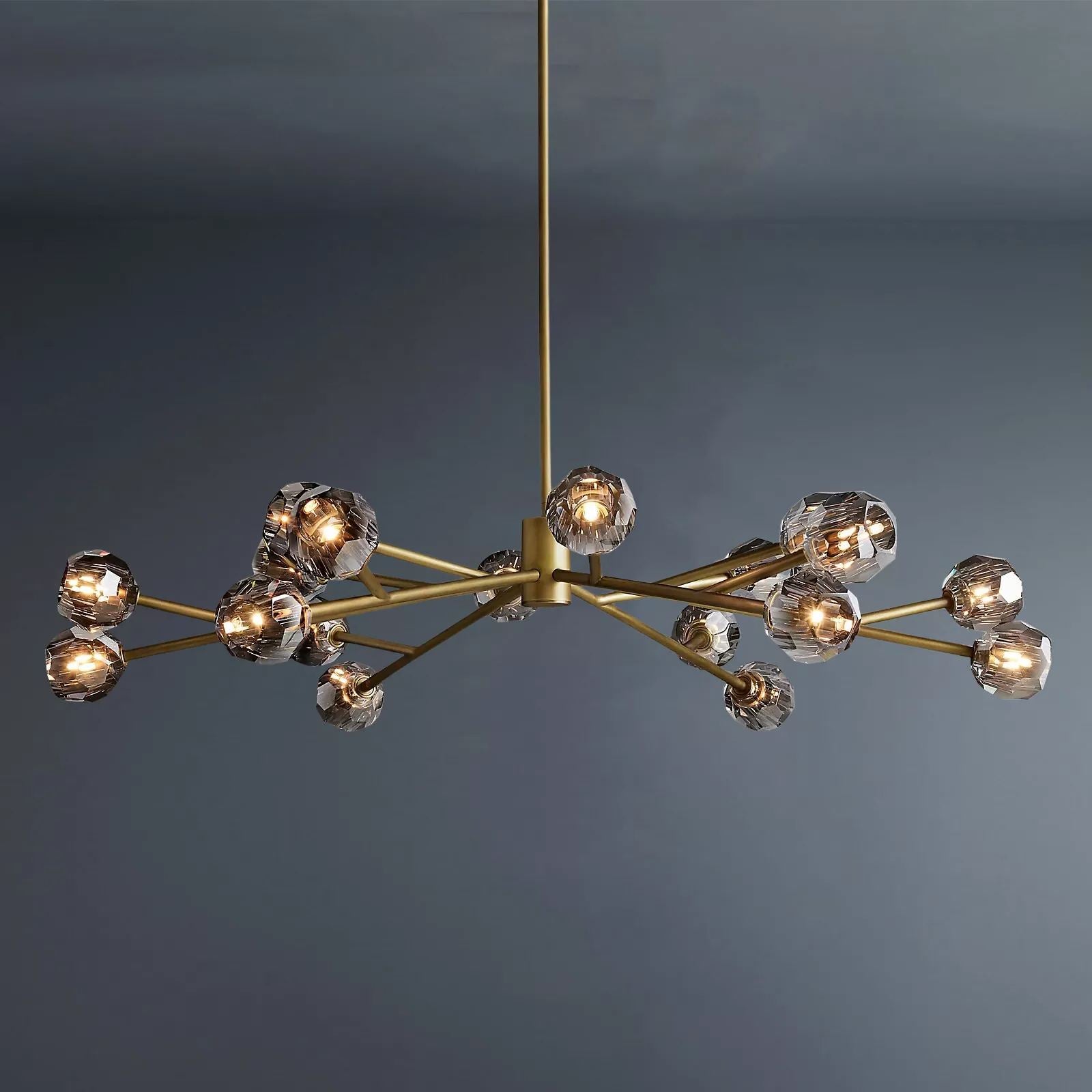 Boule De Crystal Ball Smoke Glass Round Chandelier 60"-konalight