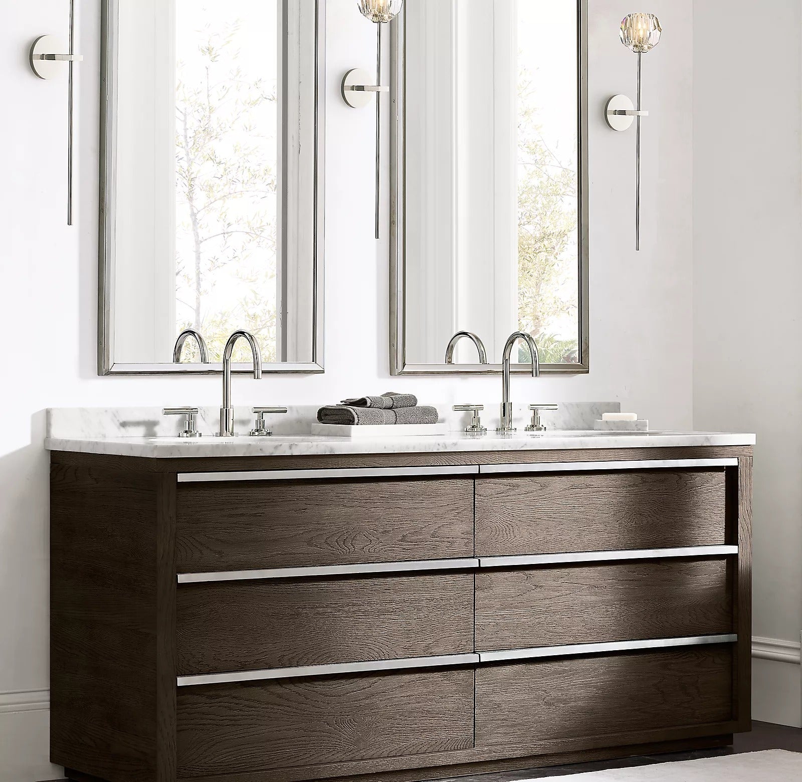 Boule De Crystal Ball Clear/Smoke Glass Grand Wall Sconce