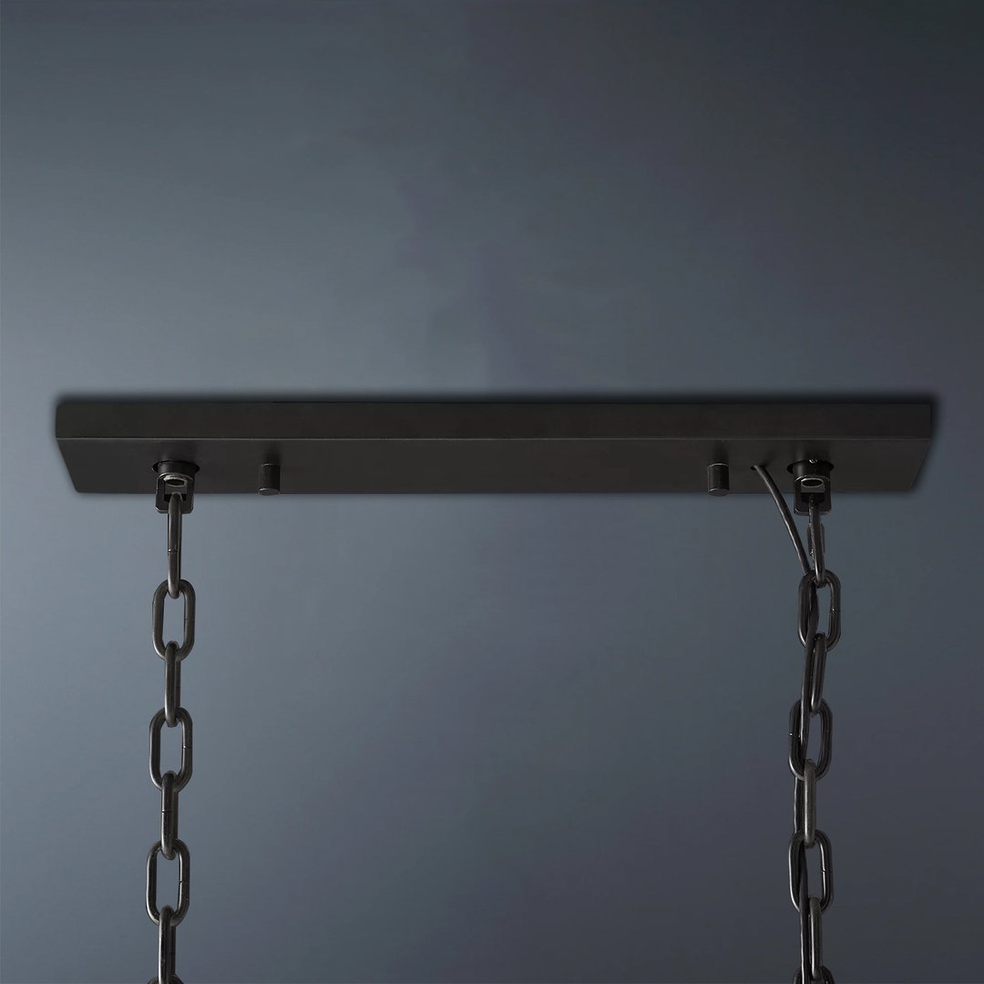 2-Tier Crystal 1920s Odeon Rectangular Chandelier L49"