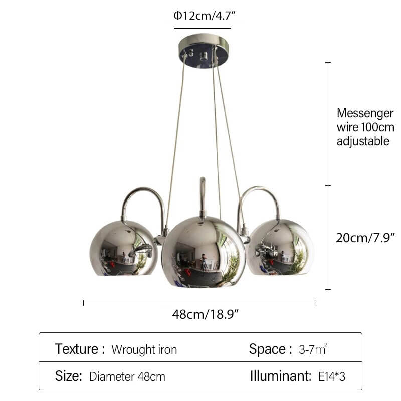 Eloer Bauhaus Style Antique Chrome Chandelier