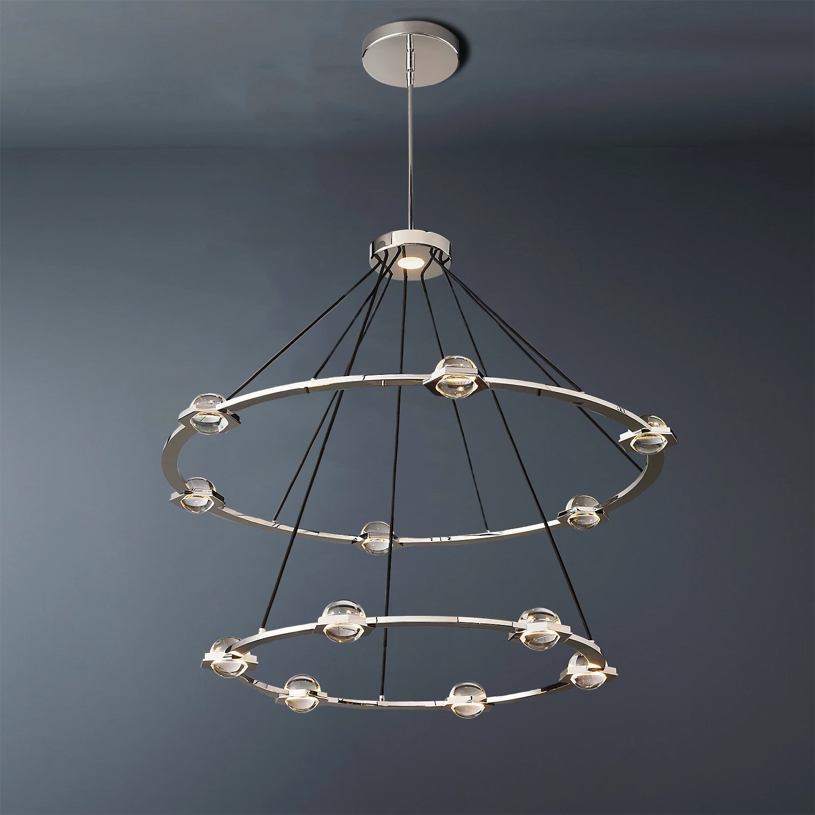 Éclatant Vintage Two-tier Round Chandelier 48"-konalight
