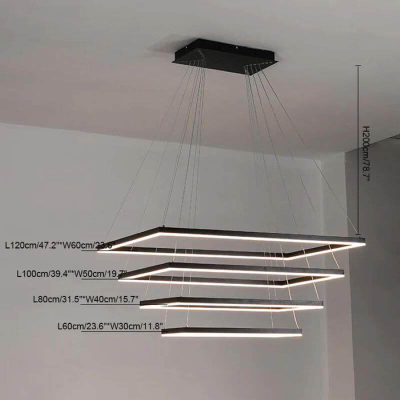 Eloer Modern Black Tiered Rectangular Chandelier