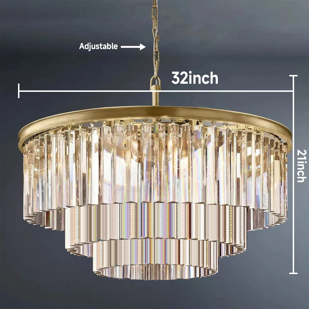 Multi-tier Crystal 1920s Odeon Round Chandelier Modern Lighting D32"