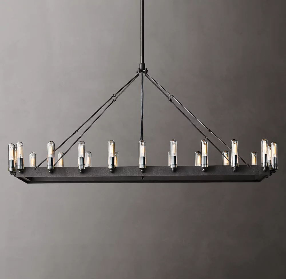 Camino Rectangular Outdoor Chandelier For Living Room-konalight