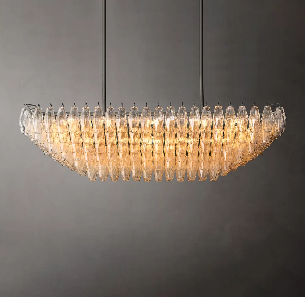 Mia Clear Glass Tiered Rectangular Chandelier For Dinning Room-konalight