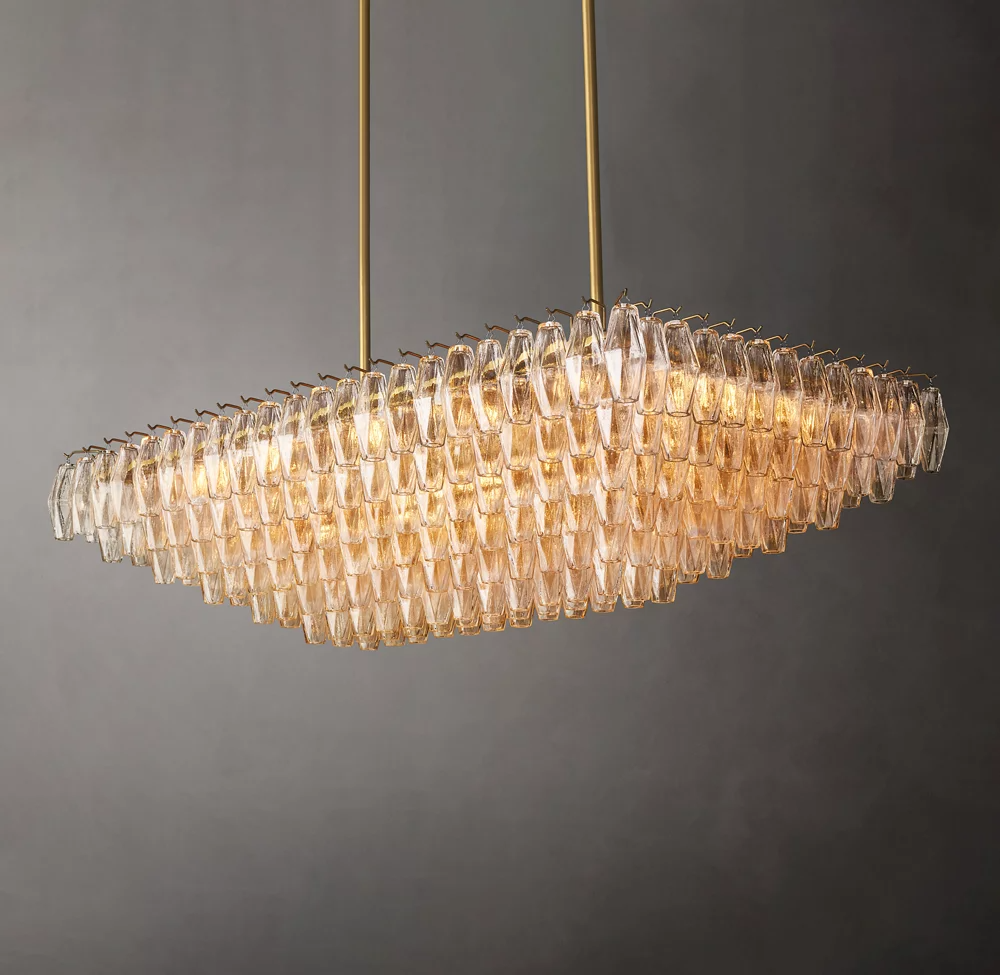 Mia Clear Glass Tiered Rectangular Chandelier For Dinning Room-konalight