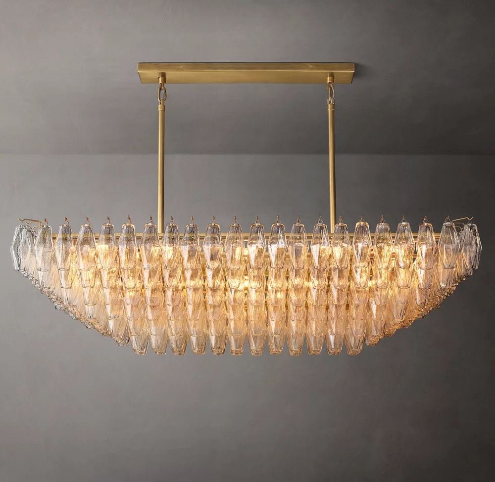 Mia Clear Glass Tiered Rectangular Chandelier For Dinning Room-konalight