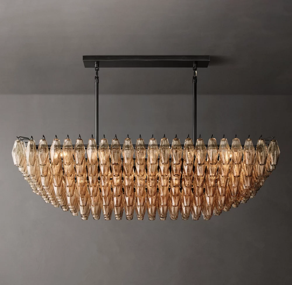Mia Smoke Glass Tiered Rectangular Chandelier For Dinning Room-konalight