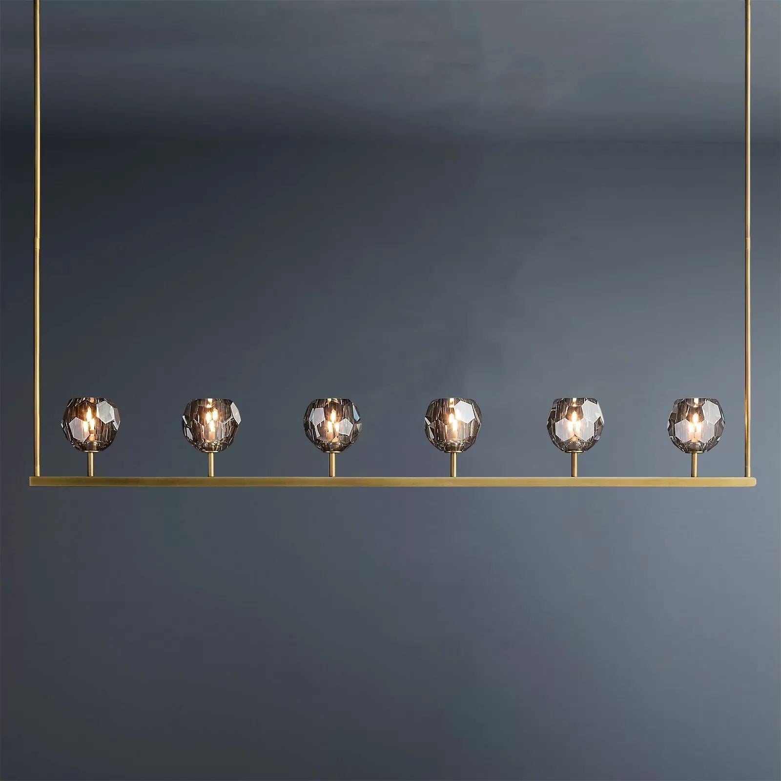 Boule De Crystal Ball Clear/Smoke Glass Linear Chandelier 60"-konalight