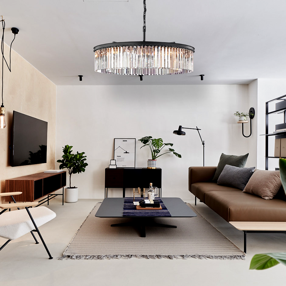 Crystal 1920s Rhys Round Chandelier L32"-konalight