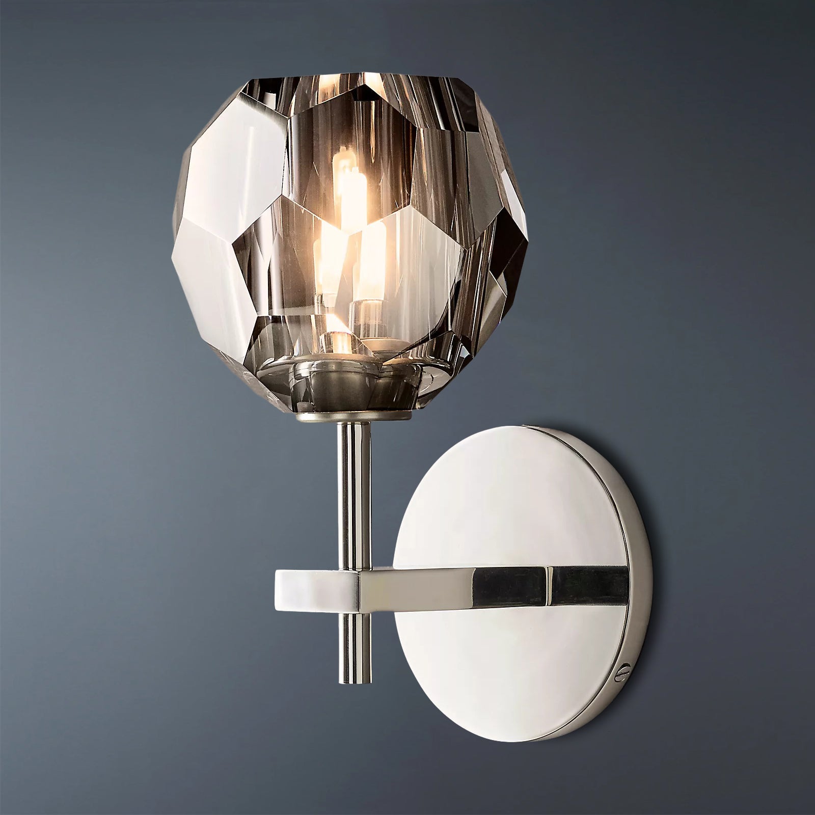Elegant Crystal Ball Brass Wall Sconce - Modern Clear/Smoke Glass Light Fixture