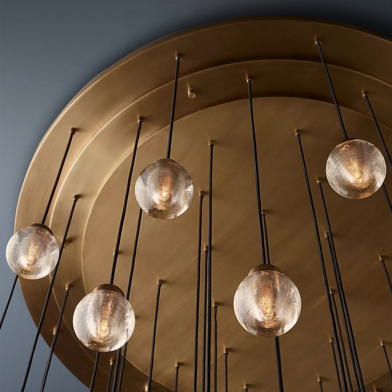 Pearl Round Chandelier Vintage Light Fixture 60"