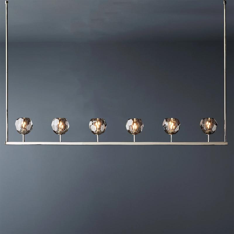 Boule De Crystal Ball Clear/Smoke Glass Linear Chandelier 60"-konalight