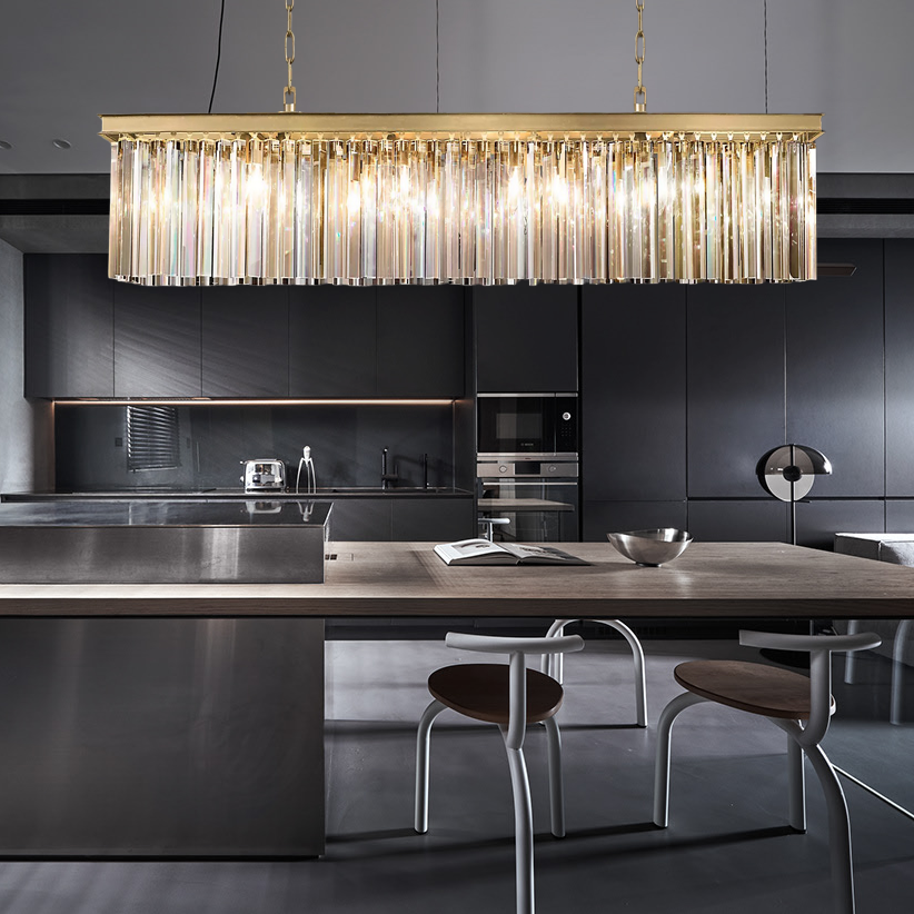 2-Tier Crystal 1920s Odeon Rectangular Chandelier L59"-konalight